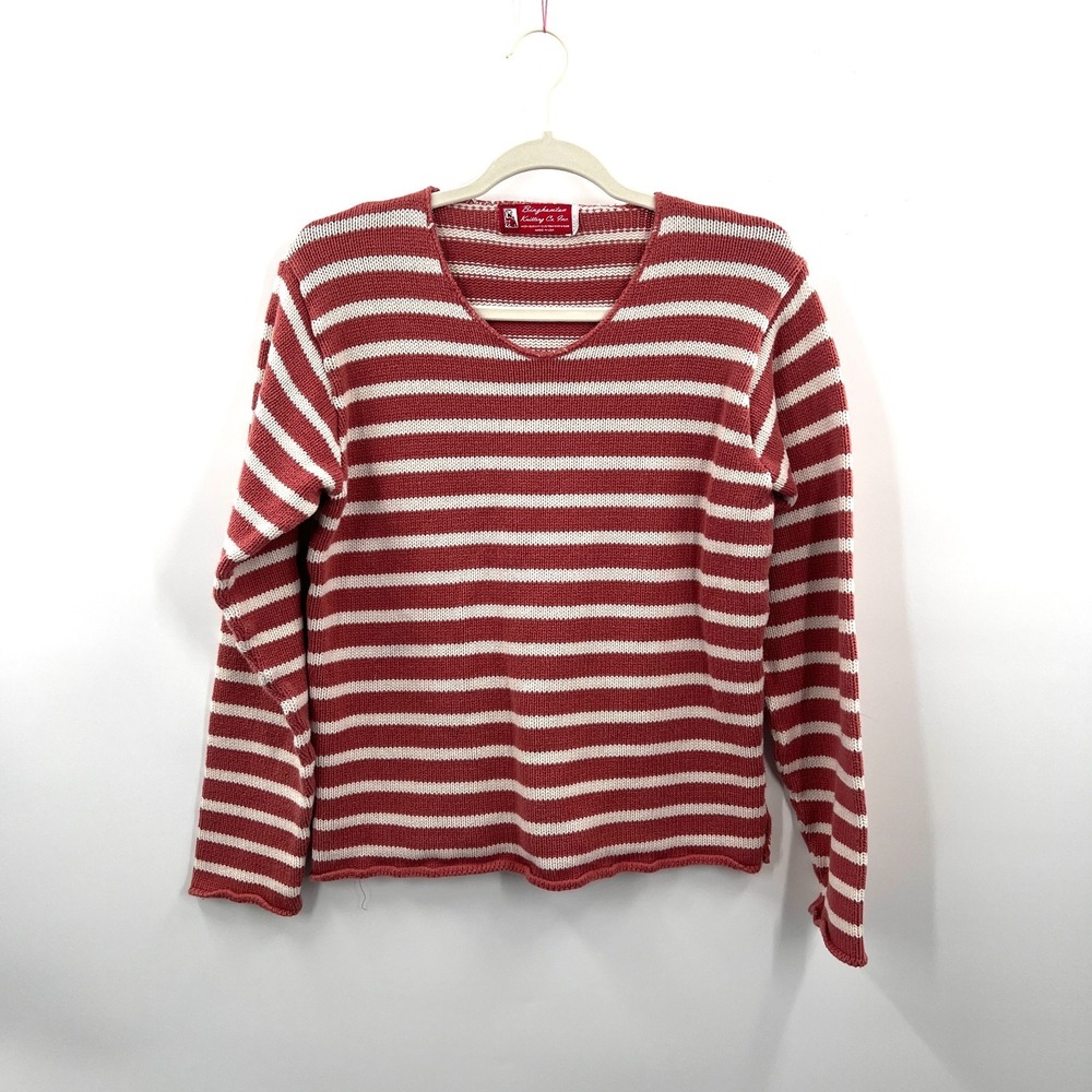 Binghamton Knitting co nantucket red Striped Sweater nautical coastal grandma‎ M